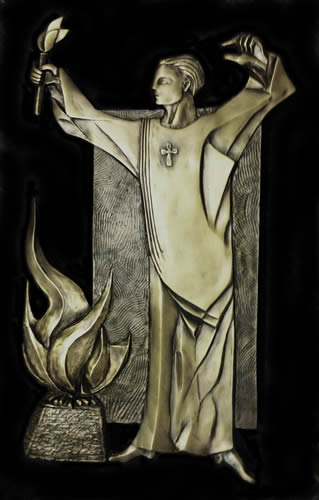 St Patrick sculpture (Paschal Fire) completed bronze icon